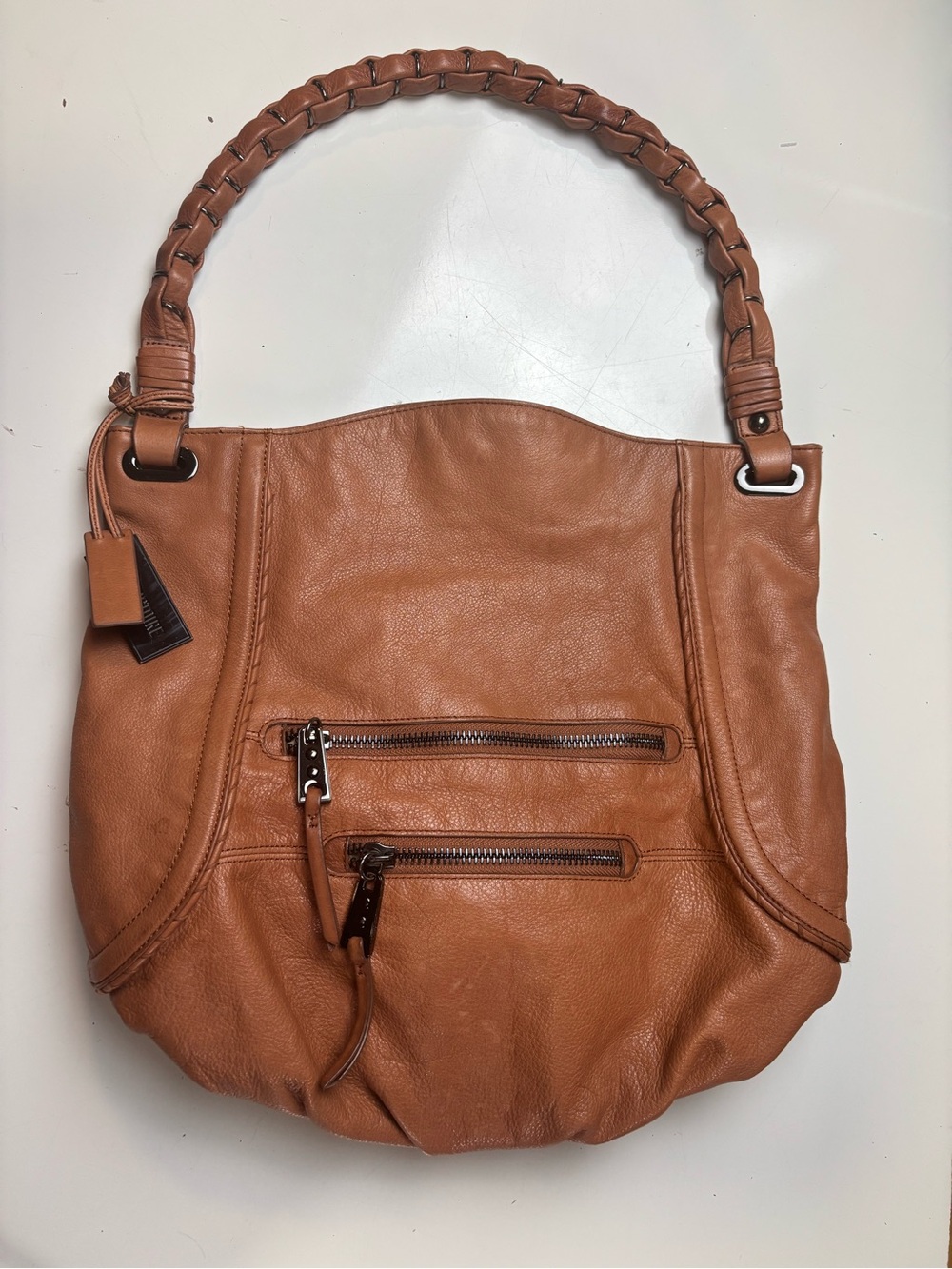 Pour La Victoire brown leather Braided-Handle Hobo Bag